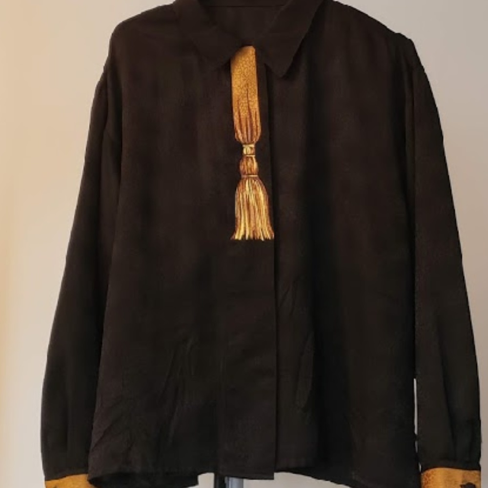 BLOUSE, SILK, LONG SLEEVE, LARGE